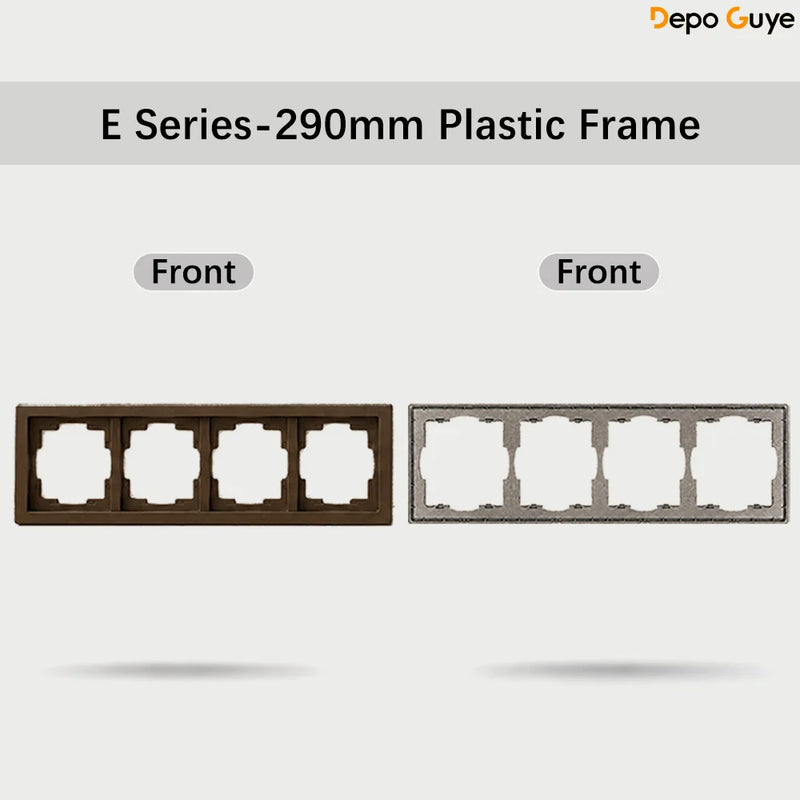 Brown EU Russia Socket with USB TypeC+A Double French 1 2 Gang TV Computer CAT6 Switch DIY Function Parts Plastic Frames