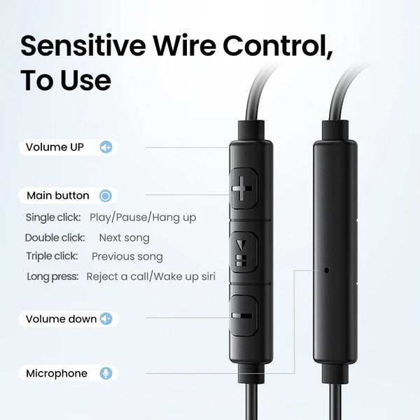 UGREEN Semi-open 3.5mm USB Type C Wired Earbuds with Microphone, Wired Earphones Headphones HiFi Stereo,For Most with 3.5mm Jack