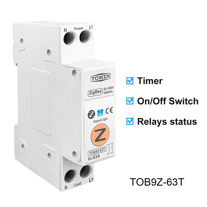 Zigbee 63A 1P+N WIFI Smart Switch Energy Meter Kwh Metering Monitoring Circuit Breaker Timer Relay MCB TUYA Smartlife Protection