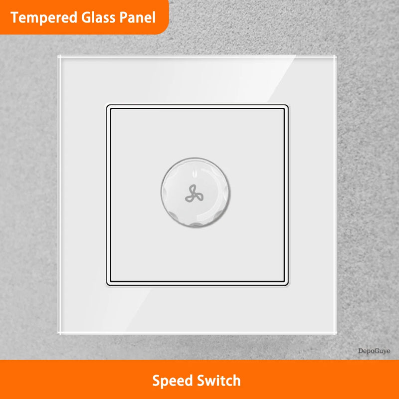 White Universal UK 13A Socket with USB Type-C 18W Fast Charging Wall Socket,Tempered Glass Button Light Switch,Dual 3pin Socket