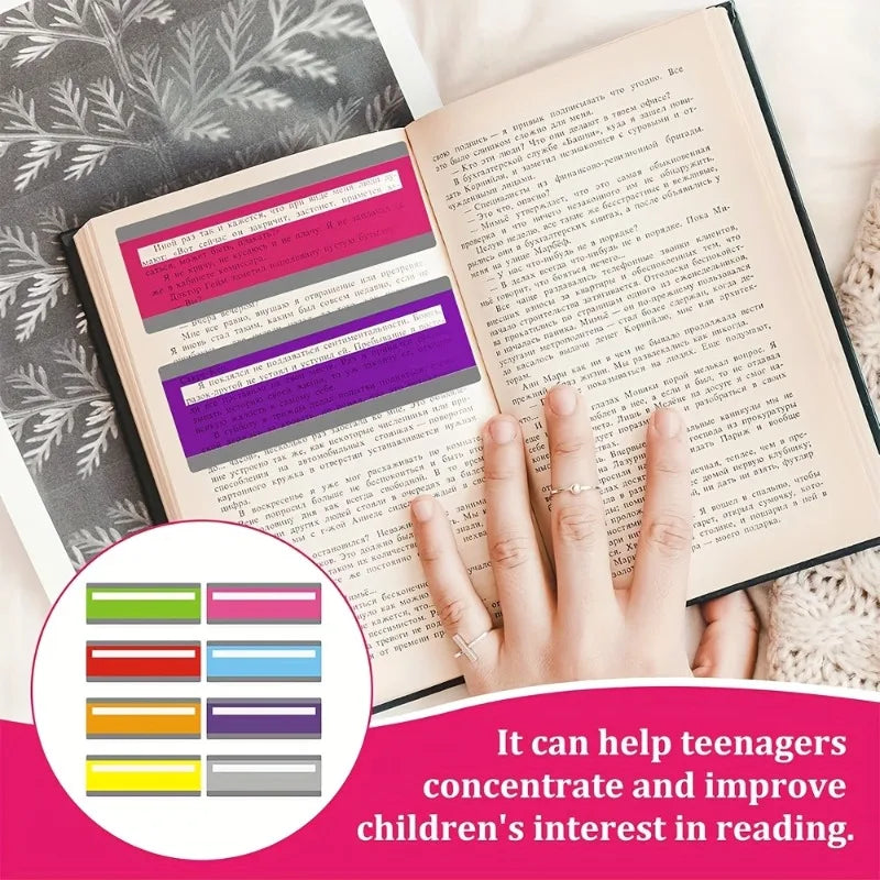 8pcs guide reading bars, color overlay,reading line tracker,overlay reading bookmarks,crystal teacher supplies assistant