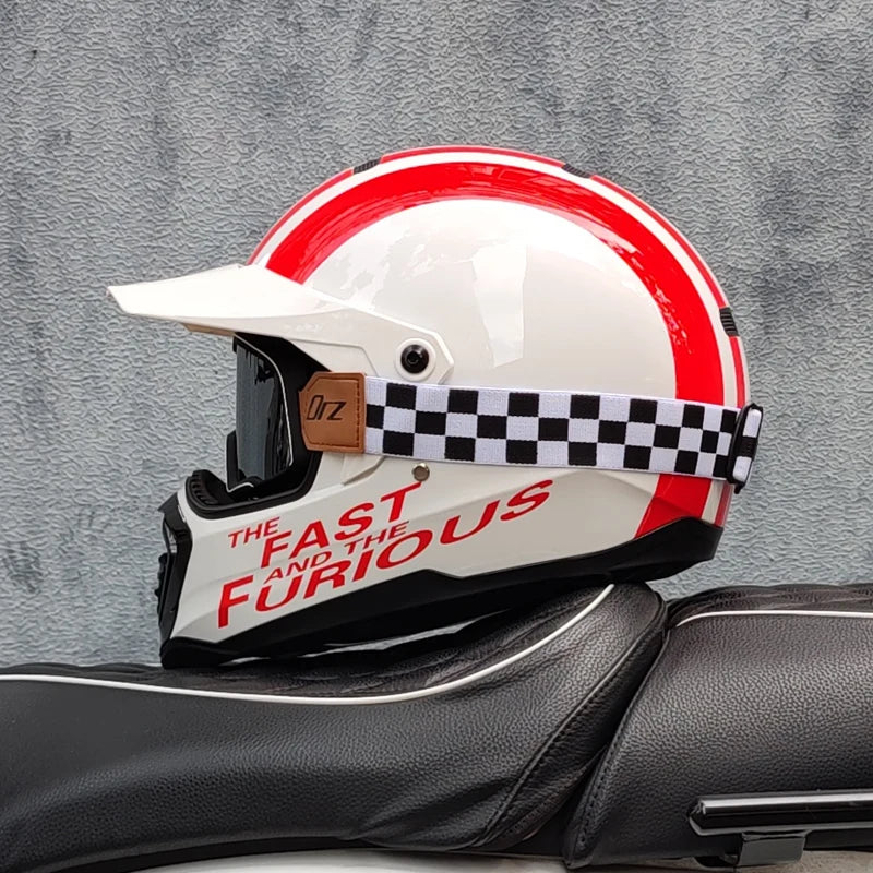 2024 new ORZ retro motorcycle helmet, American cruise full helmet, motorcycle with free brim