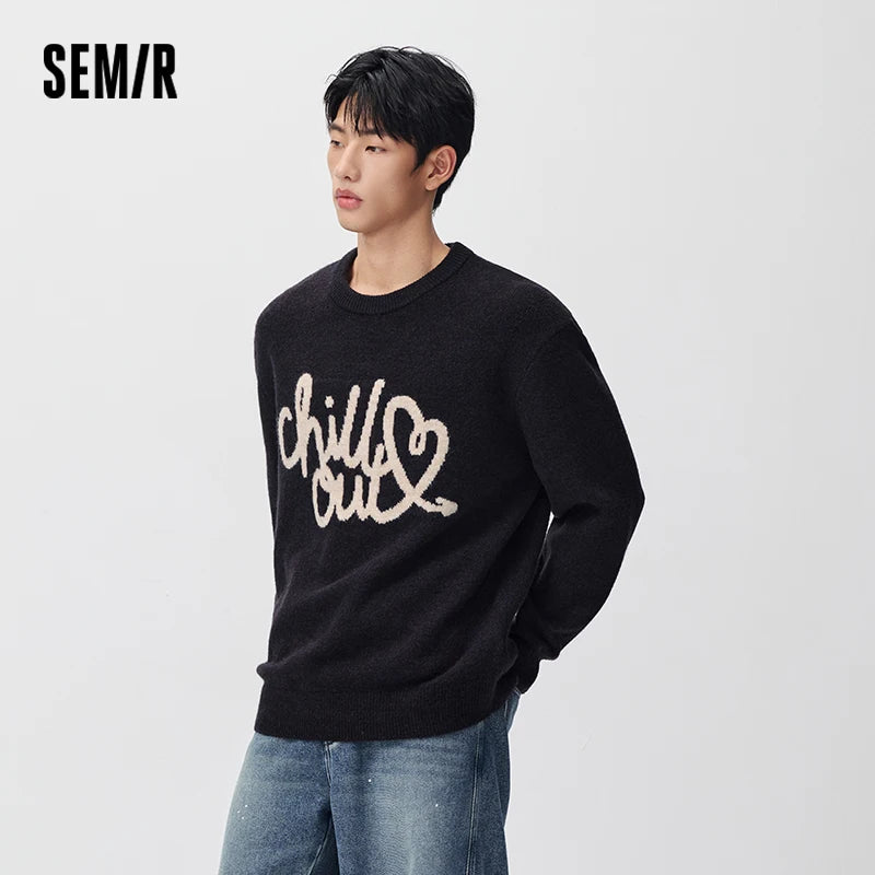 អាវយឺតប៉ាក់ Semir សម្រាប់បុរស រចនាបថទំនើប សាច់ក្រណាត់ទន់ Jacquard កមូល ឆ្នាំ២០២៦ សម្លៀកបំពាក់រដូវរងាថ្មីប្រចាំថ្ងៃ រចនាបថធម្មតាសម្រាប់ទីក្រុង