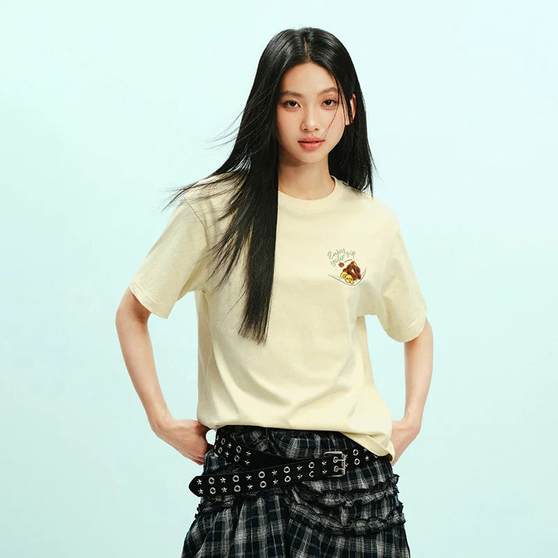 Semir Women Tshirt Moisture Wicking Quick Dry Cartoon Embroidery Drop Shoulder Summer 2026 Cute Casual Style Top