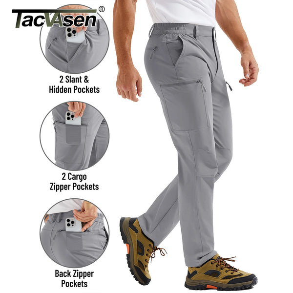 TACVASEN Quick Dry Hiking Cargo Pants Men's Spring Lightweight Water Resistant Travel Pants for Men Work Outdoor with 6 Pockets