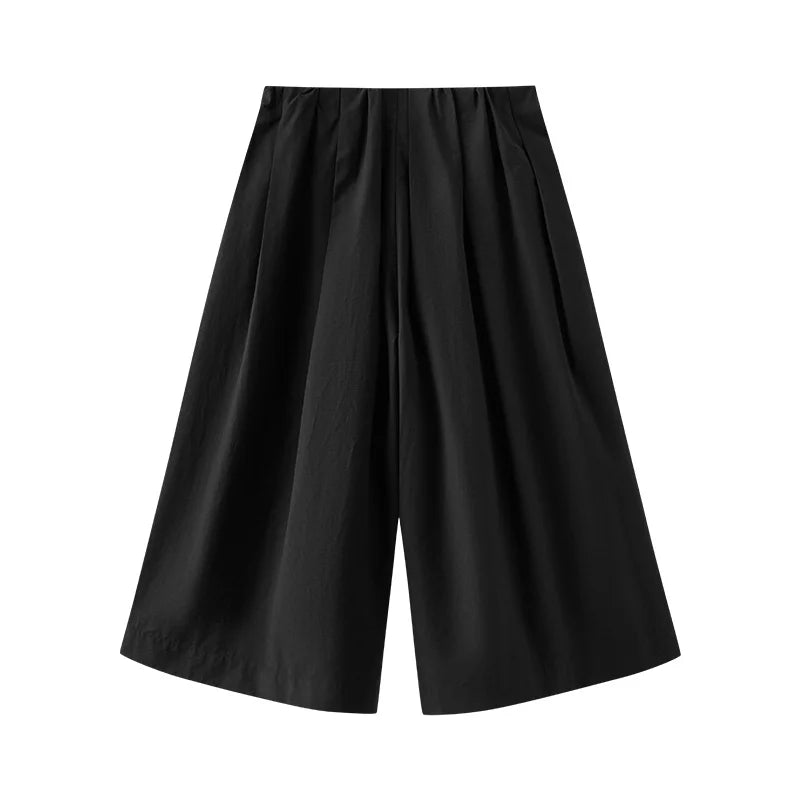 Semir Women Pants Textured 2026 Pleated Cropped Length Wide Leg Solid Urban Casual Everyday Style Soft Comfortable Daily Wear