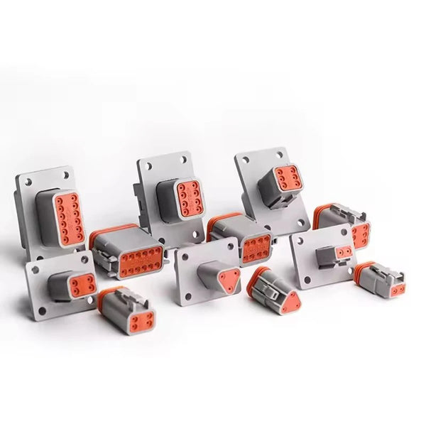 ឧបករណ៍ភ្ជាប់ការពារទឹក Deutsch DT04/DT06 ជាមួយនឹងគែមថេរ DT04-2P/4P/6P/8P/12P និង DT06-2S ឌុយឈ្មោល/ញី សម្រាប់ឡានដឹកទំនិញ កសិកម្ម