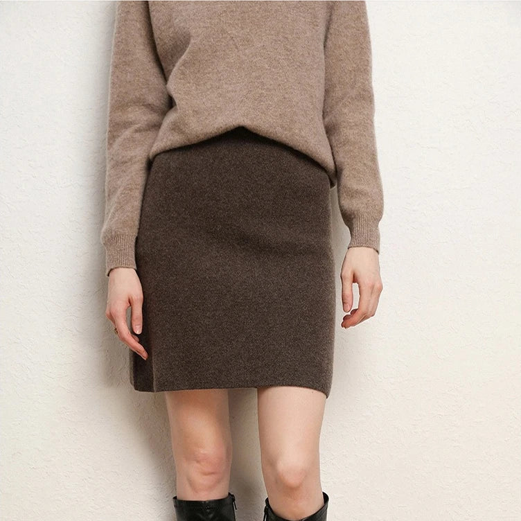 Autumn/Winter Women's Stretch Pencil Skirt, High-waisted A-line Mini Skirt in Asian Sizing, Available in Black, Pink,Beige. 2026