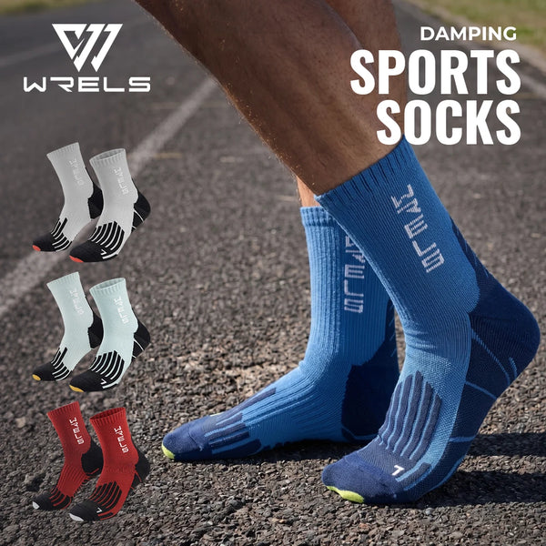 WRELS Running Socks Breathable 3D Anti Slip Cushioned Anti-Blister Ultralight Marathon Hiking Athletic Sports Socks Men Women