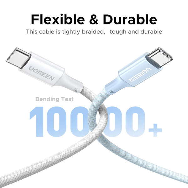 ខ្សែសាក UGREEN 100W USB C សម្រាប់ iPhone 16 15 Plus Pro Max Type C សម្រាប់ Macbook Pro iPad PD Fast Charger Cord Type-C