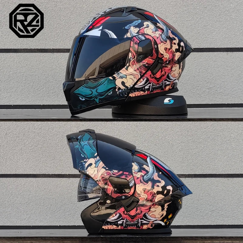 2023 New Arrival Men Motorcycle Professional Racing Flip Up Helmet ABS Material Modular Dual Lens Helmets DOT Certification