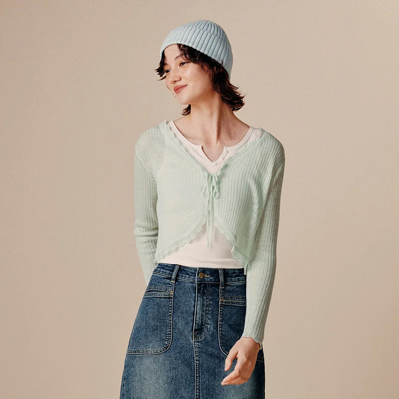 Semir Women Cardigan Short Slim V Neck Knitwear Soft Sweet Style Clean Autumn Layering Sweater Fresh Daily Wear 2026