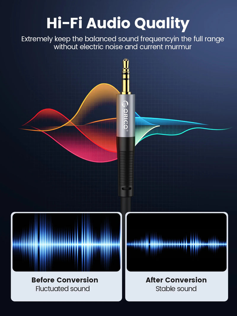 ORICO 3.5mm Aux Cable Jack Audio Cord Male to Male Hi-Fi Sound Liquid Silicone for Headphones iPhone Speaker Car iPad