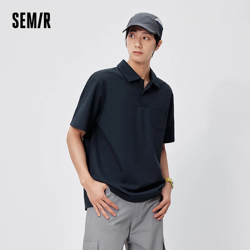 Semir Mens Polo 2026 Slightly Loose Lapel Knitted Cool Feeling Fashion Stereo Split Casual Soft