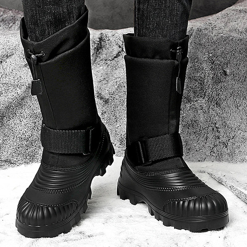 Men's high-top casual snow boots winter warm velvet cotton boots soft sole non-slip comfort outdoor walking thicken work boots