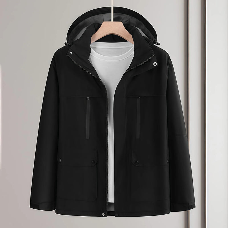 Windproof and Waterproof Detachable Cap Color-blocked workwear graphene heat-resistant integrated raincoat with fleece