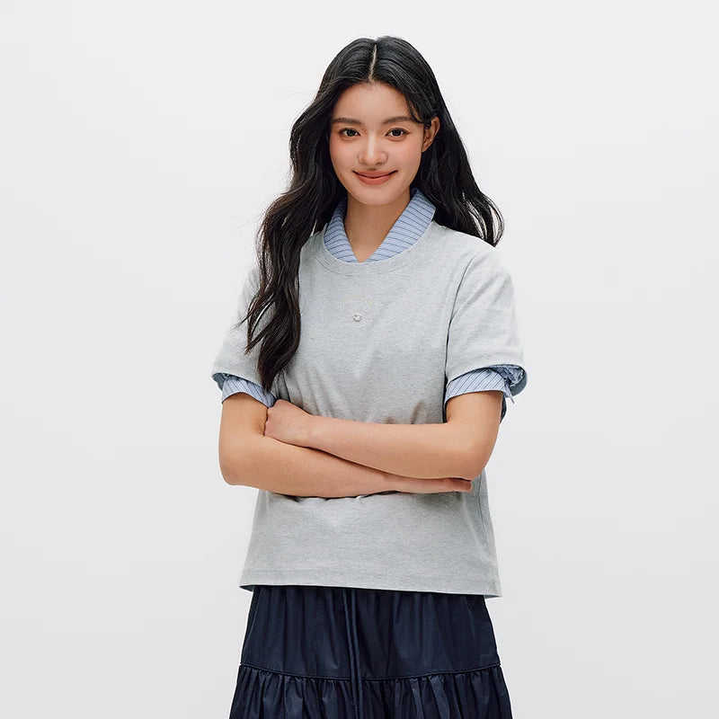 Semir Women Tshirt Soft Touch Crew Neck Embroidery Short Sleeve Summer 2026 Casual Everyday Fashion Style Top Tee