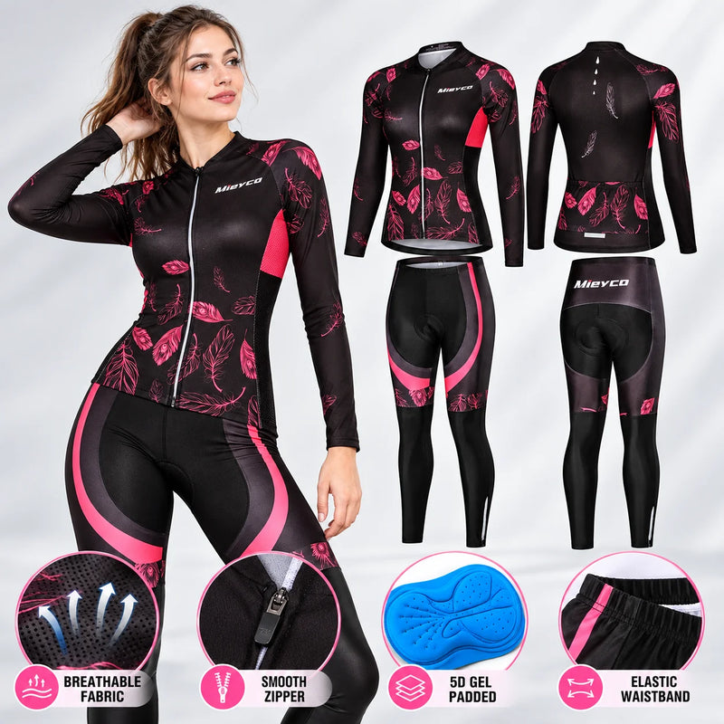 Women's Long Sleeve Cycling Jersey Quick Dry Breathable MTB Road Bike Riding Shirt Slim Fit Bicycle Racing Sportswear
