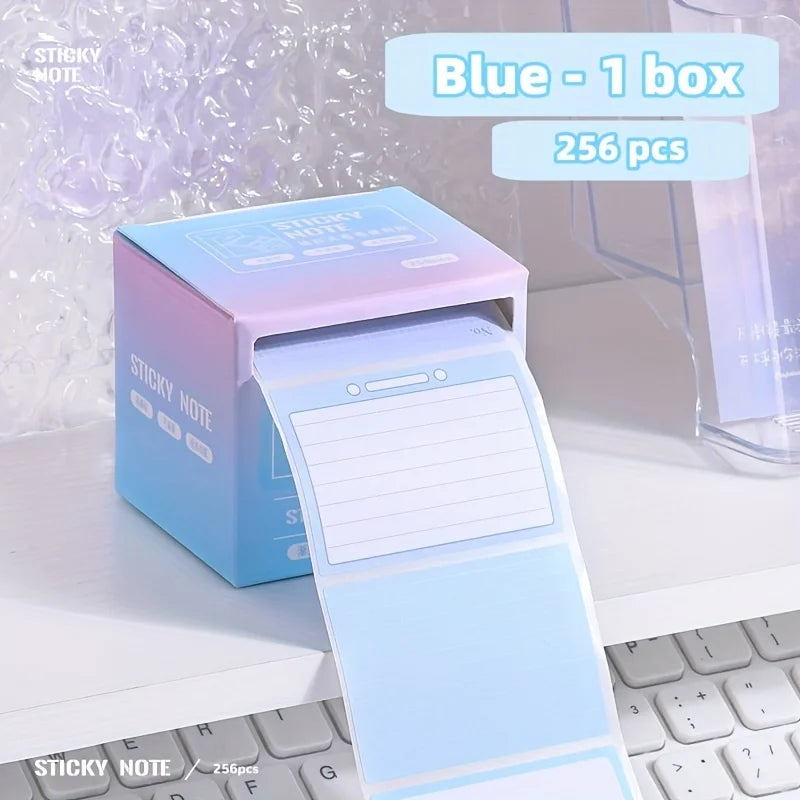 256pcs/Box Pull-out Sticky Notes | Full Adhesive Tear-off Stickers in 8 Formats, Perfect for Office, Students Student Stationery