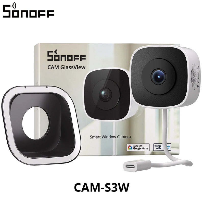 SONOFF CAM-S3W CAM GlassView 2K Smart Window Camera 2.4G/5GHz Wi-Fi Color Night Vision Al Human & Motion Detection Home Security