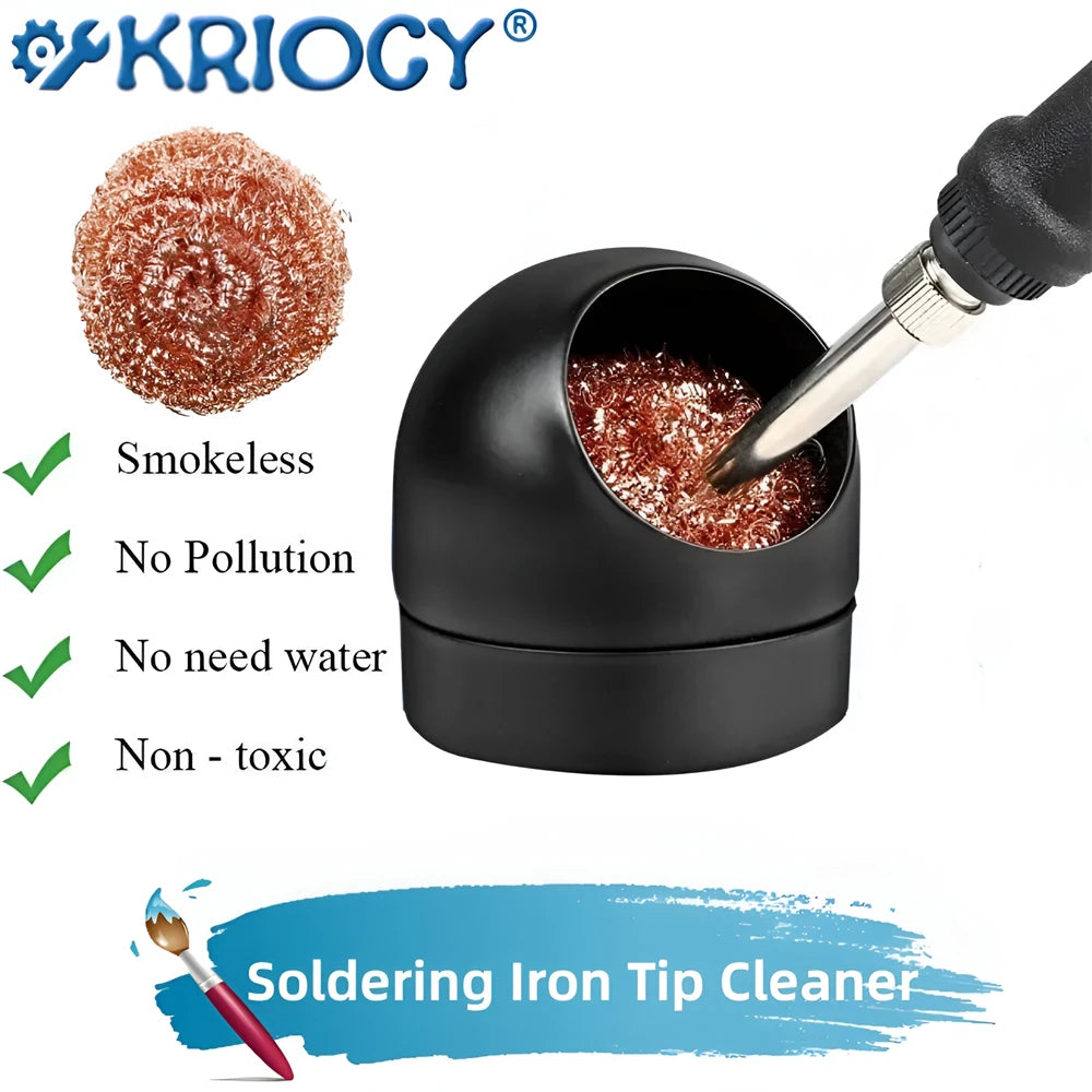 Soldering Iron Tip Cleaner Welding Soldering Iron Tip Cleaning Copper Wire Cleaner Ball with Sponge and Holder No Water Needed