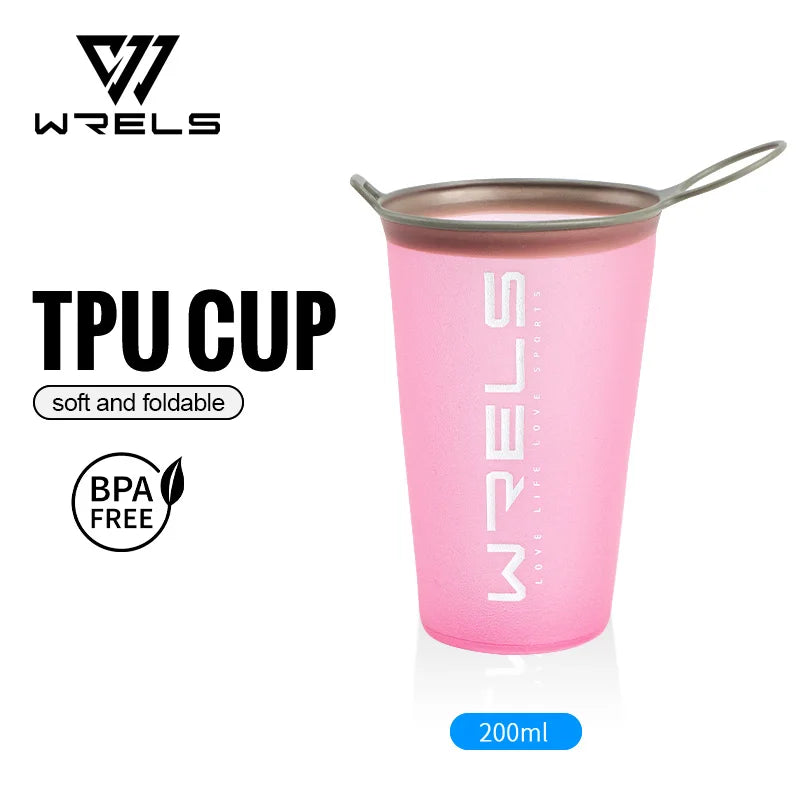 WRELS 200ml Collapsible Cup TPU Running Water Cup Foldable Reusable Protable for Running Climbing Marathon-BPA Free Water Cup
