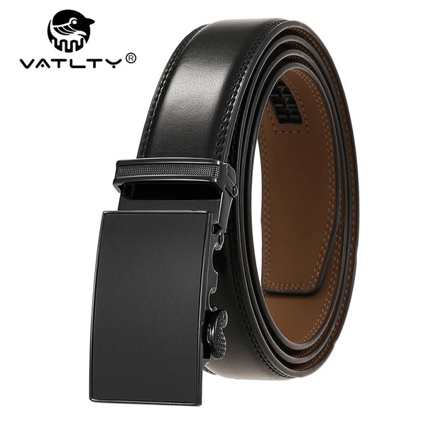 VATLTY Official Genuine Men's Leather Belt Hard Alloy Automatic Buckle Belt Male 30mm Natural Cowhide Non-porous Thin Belt