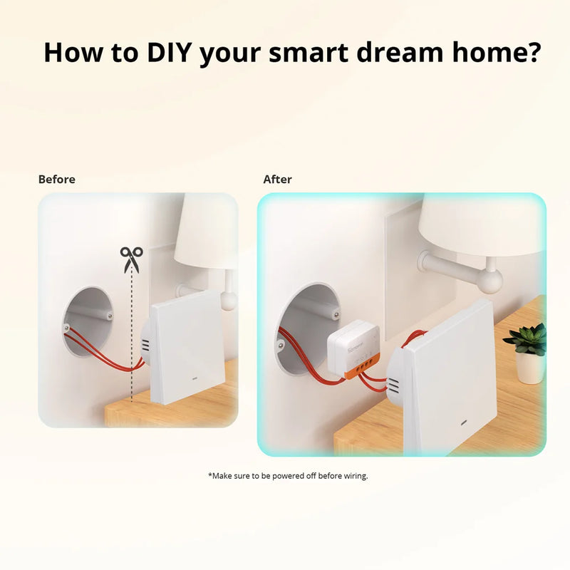 SONOFF ZBMINI L2 Zigbee Smart Switch No Neutral Wire Required 1-Gang Two-Way Control via eWeLink APP Support Alexa Google Alice
