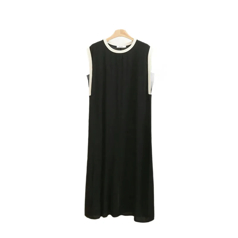 Large Size Cotton Silk Sleeveless Dress Women's Loose Polka Dots Leopard Print Nightdress Loungewear Round Neck Nightgowns