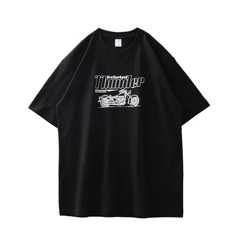 DUKEEN Vintage Motorcycles Printed Men's T Shirts 100% Cotton Summer 320G Heavyweight High Quality Short Sleeve Graphic Tops