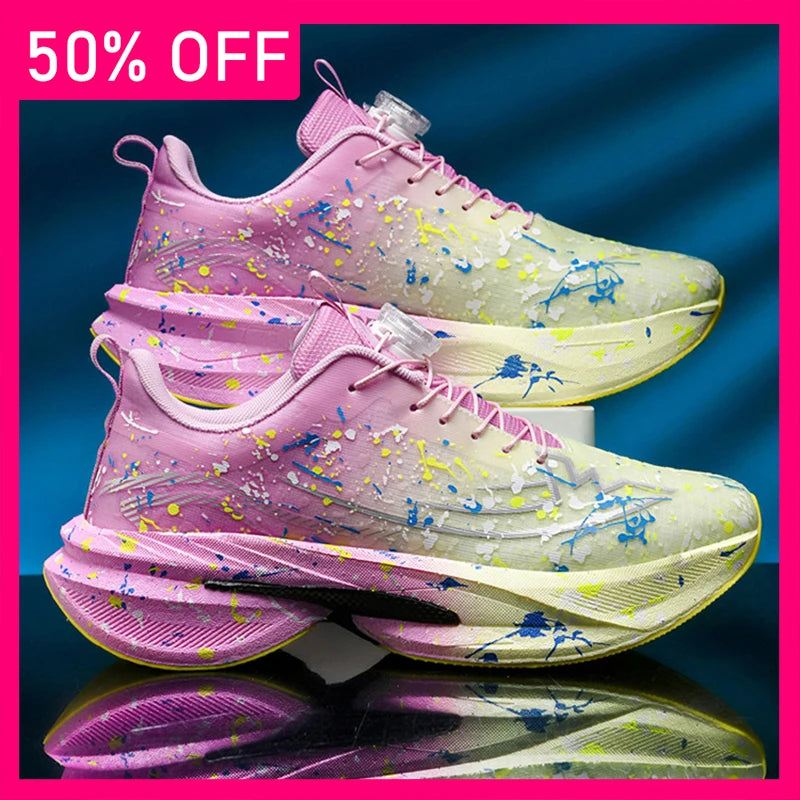 New Unisex Sports Shoes Rotating Buckle Trendy Mesh Breathable Outdoor Fitness Shoes 2026 New Thick Soled Training Sports Shoes