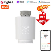 Smart Thermostat TRV Radiator Valve Zigbee/WiFi Tuya Actuator Head Remote Temperature Controller Voice Control Alexa Google Home