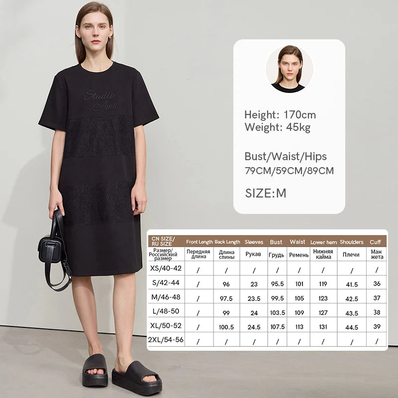 រ៉ូប Amii Minimalist រលុង 2026 ម៉ូដរដូវក្តៅ កមូល អក្សរ ប៉ាក់ចរ រ៉ូបធម្មតា សម្លៀកបំពាក់នារី 12542195