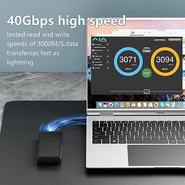 ប្រអប់ Blueendless 40Gbps M.2 NVMe SSD Enclosure M2 PCIe 4.0 NVME SSD Case M.2 ទៅ USB4.0 Adapter អាលុយមីញ៉ូម SSD Docking ជាមួយកង្ហារត្រជាក់