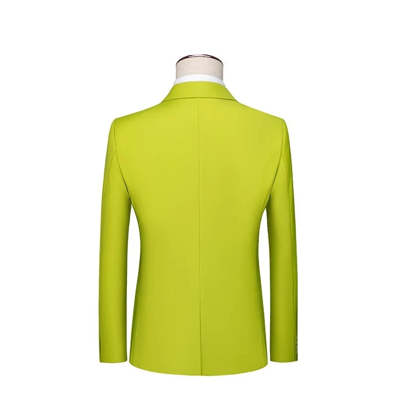 2026 Men's Grass Green Suit Three-Piece, Wedding,Party,Business,Interview Menswear,Red,Black,Blue,Purple,Yellow Asian Size Sets