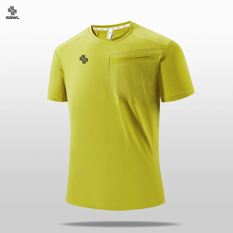 SBWL 2026 Summer Men's Quick Dry Sports T-Shirt Outdoor Running Fitness Casual Light Short Sleeve Gym Top Tees