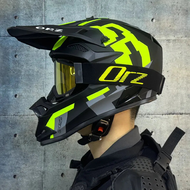 ORZ Helmets Motocross Kask Cross Downhill Soporte Casco Off Road Helmet Racing Classic Motorcycle Original Enduro Goggles