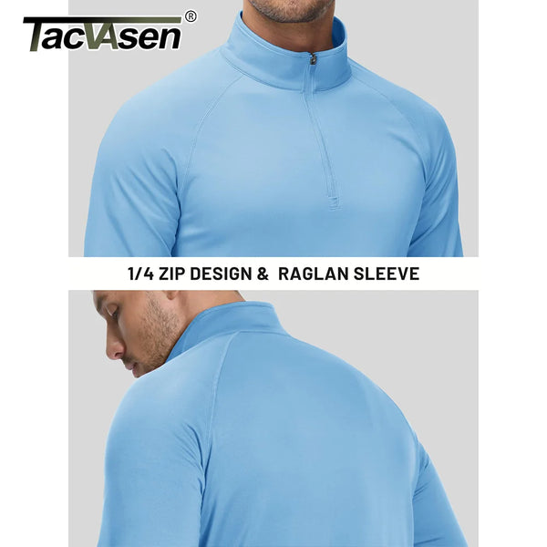 TACVASEN Thermal Fleece Lined T-shirts Men's 1/4 Zip Long Sleeve Shirts Outdoor Hiking Running Athletic Shirt Pullover Top