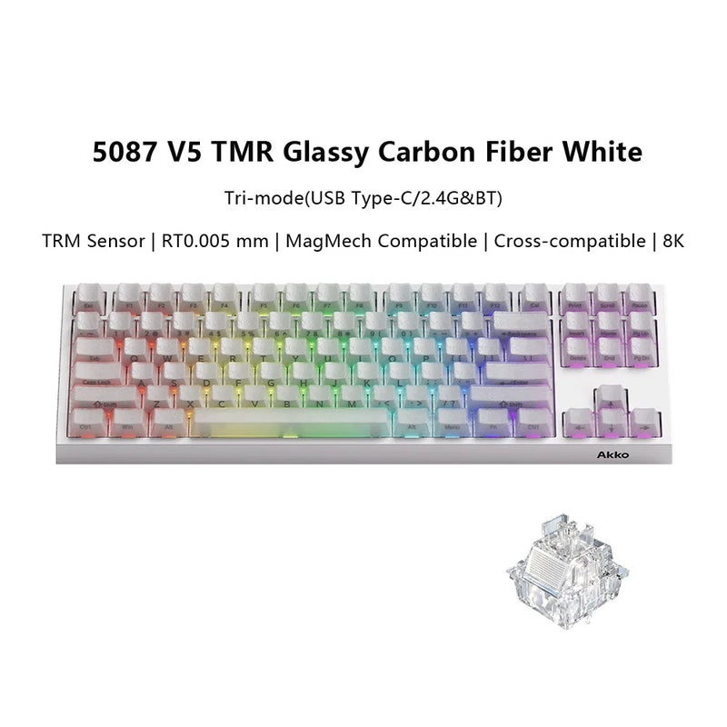 Akko 5087 V5 TMR Magnetic Keyboard 88 Keys TKL Layout ARGB Hot-swappable Full Range RT 0.005mm Dual-8K Tri-mode Gaming Keyboard