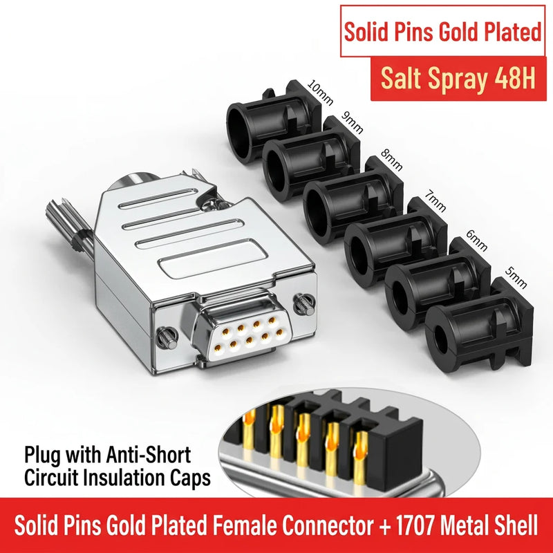 DIVEDEER Industrial DB9 Male & Female Connectors 9-Pin RS232/485 Serial Port COM Adapter Plug