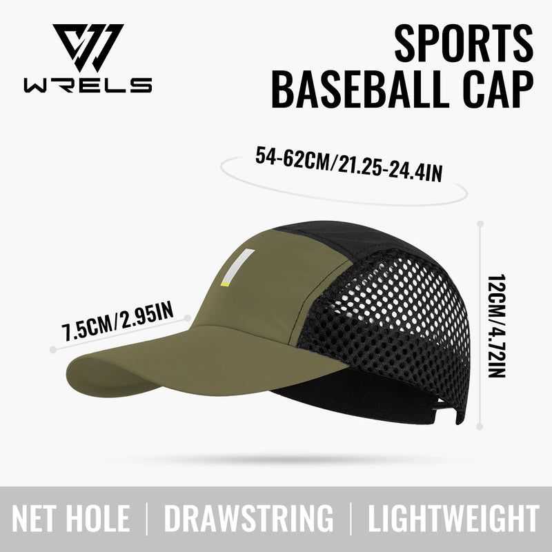 WRELS Mesh Baseball Cap Sunshade Sport Hat Ultralight Trucker Hat Breathable Quick Dry Foldable Golf Hiking Beach Running Cap
