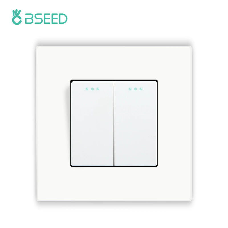 BSEED Mechanical Button Switch 1/2/3Gang 1Way Plus Wall Socket Power Outlets Plastic Panel Wall Light Switch On Off