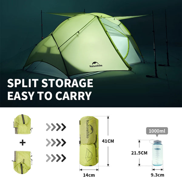 តង់ឡើងភ្នំ Naturehike Star River EXT សម្រាប់មនុស្ស 2 នាក់ តង់ស្រាល ធន់នឹងទឹក សម្រាប់បោះតង់ក្រៅផ្ទះ ងាយស្រួលយកតាមខ្លួន ការពារកម្ដៅថ្ងៃ ទម្ងន់ស្រាល