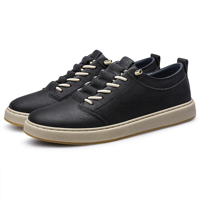 Spring Autumn Mens Fashion Leather Casual Shoes Fashion Skateboarding Shoes Flat Comfortable Big Size 46 47