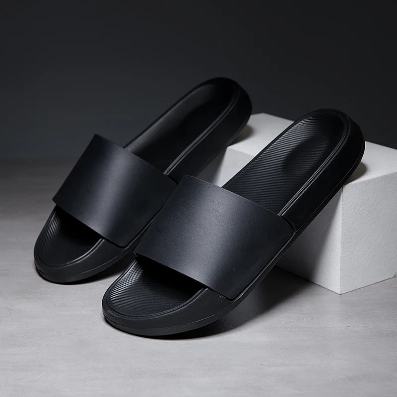 Summer Mens Anti Slip Soft EVA Slippers Men Slides Slippers Black Cheap Lightweight Comfortable Slipper Big Size 46 47 48