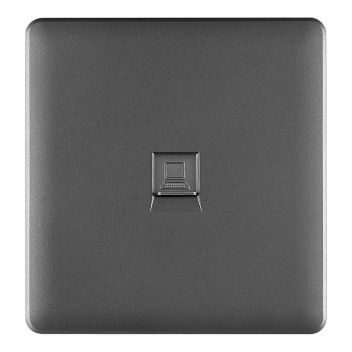 ZoeRax Ethernet Faceplate Single 1-Port/Double 2-Way RJ45 Socket Wall Plate for Ethernet Cable Networking Socket Box, 86x90mm Grey 1 Port CHINA