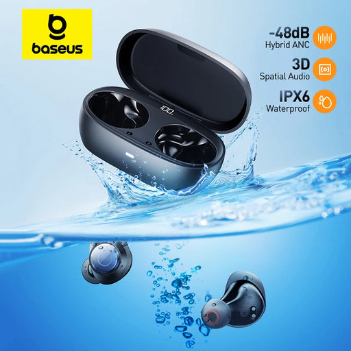 Baseus Bowie MA10 Pro Wireless Earphones 48dB Active Noise Cancellation Bluetooth 5.3 Earbuds 40H Battery Life IPX6 Waterproof