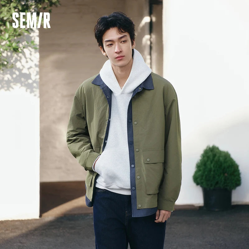 Semir Outdoor Jacket Men 2026 Spring Fake Two Piece Loose Casual Comfortable Top Stylish Mountain Style Outerwear
