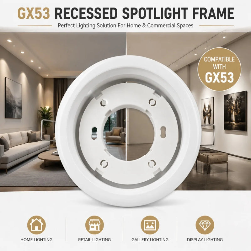 ចង្កៀងពិដាន JOYINLED 1/2/6PCS GX53 LED Downlight ស៊ុមសម្រាប់ដាក់ចង្កៀងពិដានរាងមូល ទំហំ 105mm សម្រាប់ដាក់ចង្កៀង ពណ៌ខ្មៅ