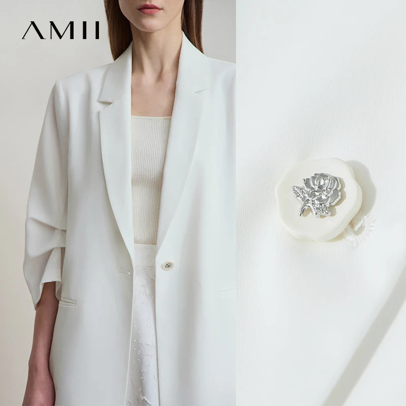 អាវធំនារី Amii Minimalist សម្រាប់រដូវស្លឹកឈើជ្រុះឆ្នាំ ២០២៥ ថ្មី រលុង ដៃអាវប្រាំពីរភាគបួន ប៊ូតុងកអាវធំសម្រាប់ធ្វើដំណើរ 12512019